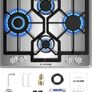 Gas Hob 4 Burners, 60cm Built-in Stainless Steel Cooktop, NG/LPG Convertible Propane Gas Stove with Flame Failure Thermocouple Protection, 8800W High Power Image 5