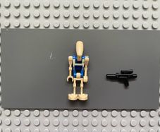 lego Star Wars sw1338 Battle Droid Pilot minifigure- Blue Torso with Tan Insignia and Chest Badge, Angled Arm and Straight Arm