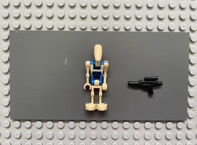 lego Star Wars sw1338 Battle Droid Pilot minifigure- Blue Torso with Tan Insignia and Chest Badge, Angled Arm and Straight Arm