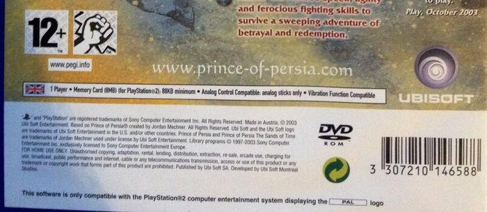 Prince Of Persia: The Sands Of Time [2003] (Playstation 2 Game) [PAL]