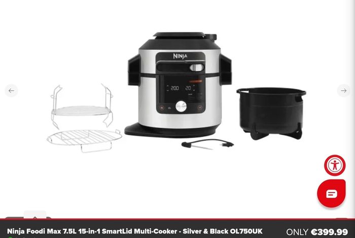 Ninja Foodi MAX 15 in 1 SmartLid Multi Cooker 7.5L OL750UK