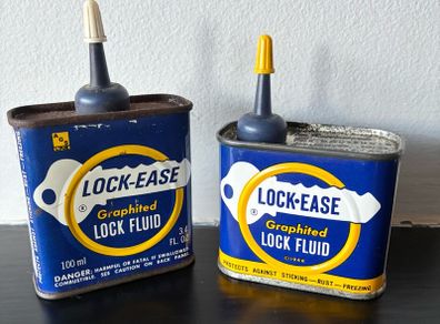 2 x Vintage Lock-Ease Oil Cans