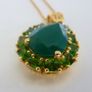 Sterling silver, 14k gold plated, green onyx & diopside pendant & necklace Image 4