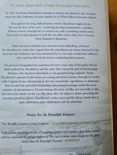 Shackelton A Autobiography. By Ranulph Fiennes. Large Volume Book 402 Pages.