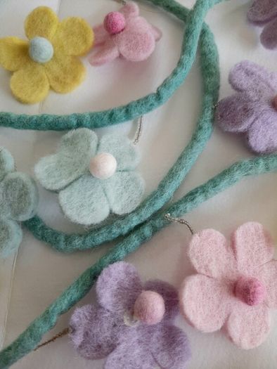 Felted wool flower garland