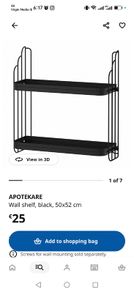 wall shelf x 2 black IKEA apotekare  new