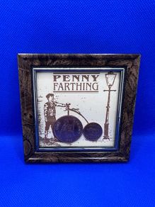 Vintage Penny Farthing Coin Picture in frame