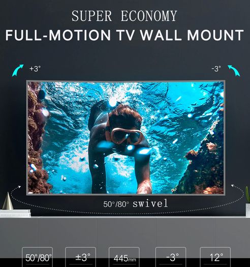 Articulating 6 Arms TV Wall Mount Full Motion Tilt Bracket TV Support Wall Mount For 32"-65" TVs Up to VESA 400x400mm and 88lbs