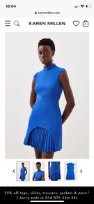 Karen Millen Structured Crepe cobalt blue Military Tailored Dress