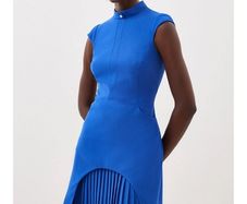 Karen Millen Structured Crepe cobalt blue Military Tailored Dress