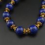 Vintage Blue Lapis Lazuli & Brass Beads Gemstone Necklace Image 9