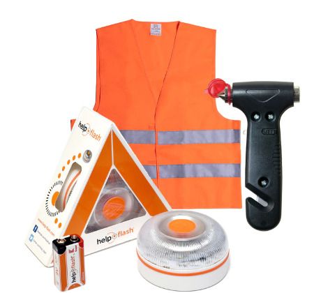 BRAND NEW standalone emergency light, v16 hazard presenter signal, approved, DGT regulations + Hammer + vest
