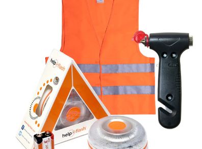 BRAND NEW standalone emergency light, v16 hazard presenter signal, approved, DGT regulations + Hammer + vest