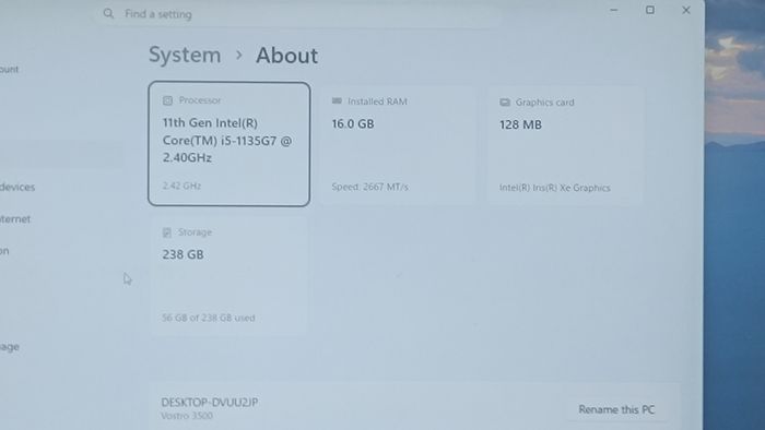 Dell Vostro 3500 15.6" Laptop | Intel i5 (11th Gen) | 16GB RAM | 256GB NVMe SSD | Windows 11