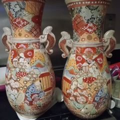 Pair Japanese Satsuma Vases