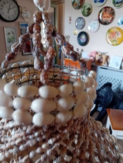 vintage 1960 seashell hanging planter