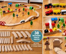 IKEA LILLABO Wooden Train Set Bundle  , Tracks & Magnetic Trains