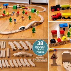 IKEA LILLABO Wooden Train Set Bundle  , Tracks & Magnetic Trains