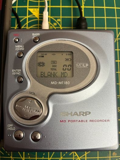 Sharp MD-MT180H (Blue) - Boxed - Near Mint - MDLP Minidisc Recorder
