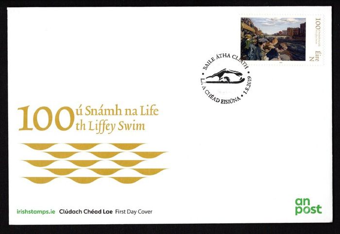 2019 Ireland The 100th Anniversary of the Liffey Swim Annual Race Commemorative Stamp An Post First Day Cover (FDC)