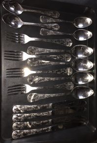 Set cutlery knife fork spoon and tea spoon