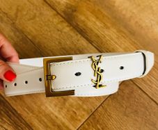 YSL white leather belt size L