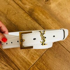 YSL white leather belt size L