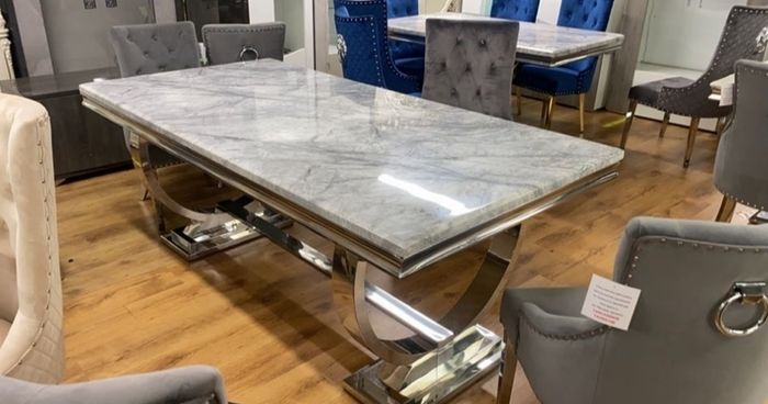 Marble Kitchen Dining Table With 6 Chairs