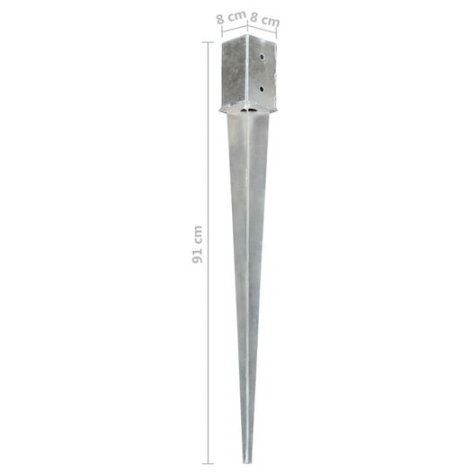 Ground Spikes 12 pcs Silver 8x8x91 cm Galvanised Steel