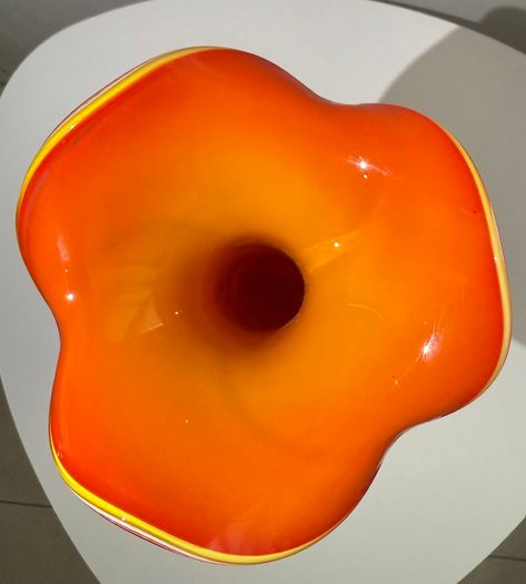 Documented V.A.S. Empoli G/20S Orange Cased Glass Vase, 40cm.  Italy c.1960