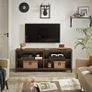 _TV Cabinet, TV Shelf, Lowboard for TVs up to 65 inches, 4 Open Compartments, Adjustable Shelves, Industrial Design, Vintage Brown/Black Image 2