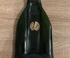 Flattened Melted Green Glass Bottle / Platter/ Board