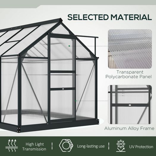 Polycarbonate 6 Ft W x 8.5 Ft Greenhouse