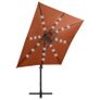 Cantilever Umbrella with Pole and LED Lights Terracotta 250 cm Image 3