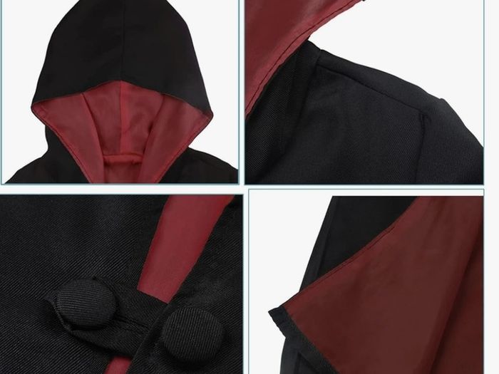 Magician Themed Hooded Cloak Adult Teens, Black Wizard Robe