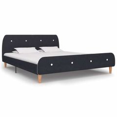 Bed Frame Dark Grey Fabric 150x200 cm