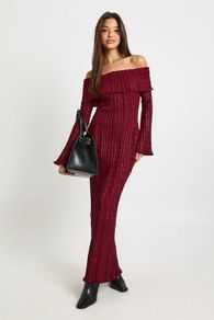 Textured Bardot Maxi Dress
