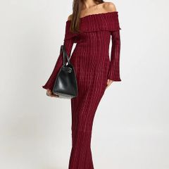 Textured Bardot Maxi Dress