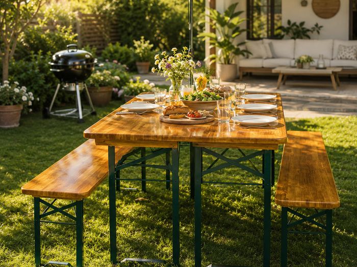 Foldable 3-Piece Beer Garden & Picnic Table Set