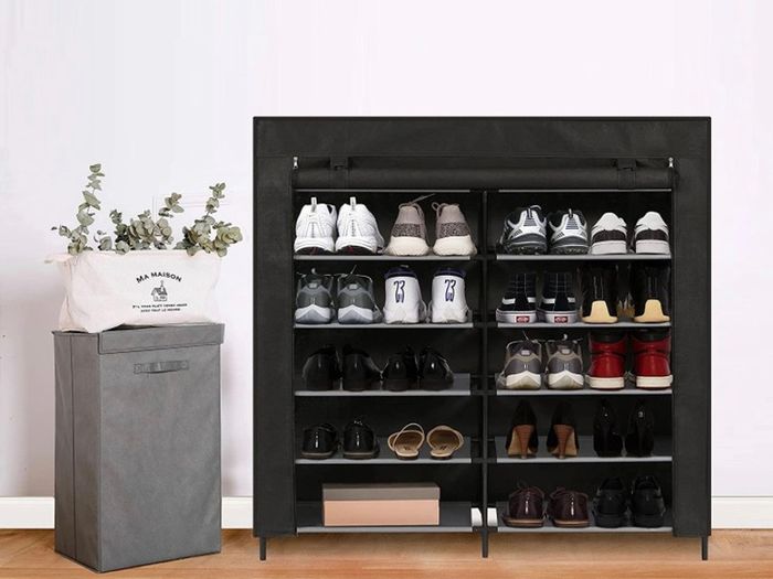 Shoe Rack 7 Tier Canvas,Shoe Cabinet,Shoe Rack Standing for Living Room,Hallway,Shoes Storage Organizer for 36 Pair of Shoes with Dustproof Cover,110cm 115cm 30cm (FREE POSTAGE)