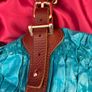 Pauric Sweeney turquoise bag with brown leather detail Image 3