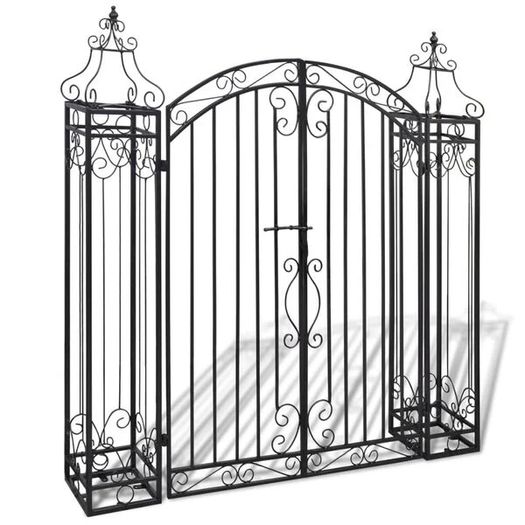 Garden Gate Black 121x8x100 cm Wrought Iron