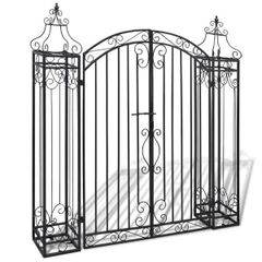 Garden Gate Black 121x8x100 cm Wrought Iron