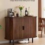 Coffee Bar Cabinet, Mid Century Fluted Coffee Bar Table, Buffet Stand Cabinet with 2 Sliding Doors Image 3