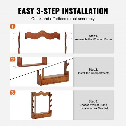 Gun Rack, Wood Gun Rack Wall Mount, Gun Display Rack holds 4 Rifles, Shotguns, 60 kg Heavy Duty Wall Storage Display Rifle Rack with Soft Padding