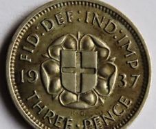 Silver Threepence 1937 3D