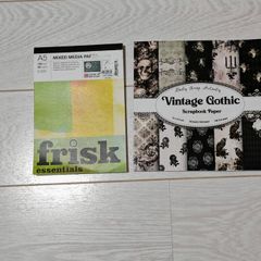 Vintage Gothic Scrapbook Paper + White Paper Notebook Lot