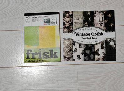Vintage Gothic Scrapbook Paper + White Paper Notebook Lot