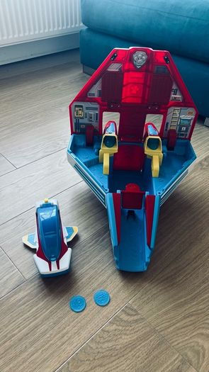 Paw Patrol, Super PAWs, 2-in-1 Transforming Mighty Pups Jet Command Center with Lights and Sounds