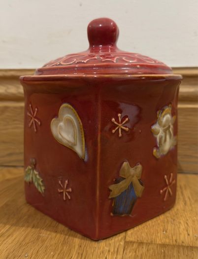 Christmas candy storage jar and mug with snowman.